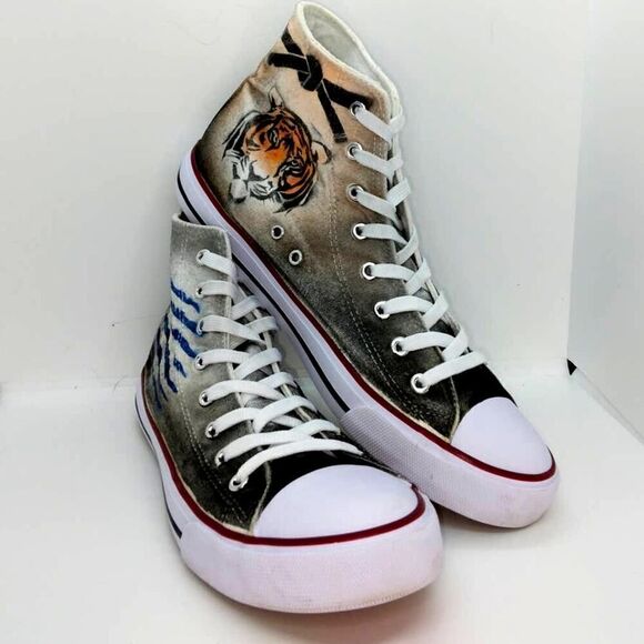 Custom Graphics Designer Mens Pre-owned High Top Black Sneakers - sz. 10 - Picture 1 of 8